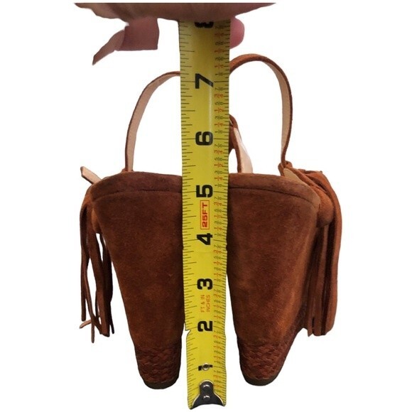 Jessica Simpson Suede Platform Wedge Sandals Tassel Ankle Strap Heels size 10 - Picture 8 of 12